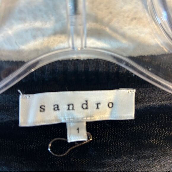 SANDRO LADIES CARDIGAN SWEATER 1 small black capsule everyday minimalist crochet - Picture 2 of 13